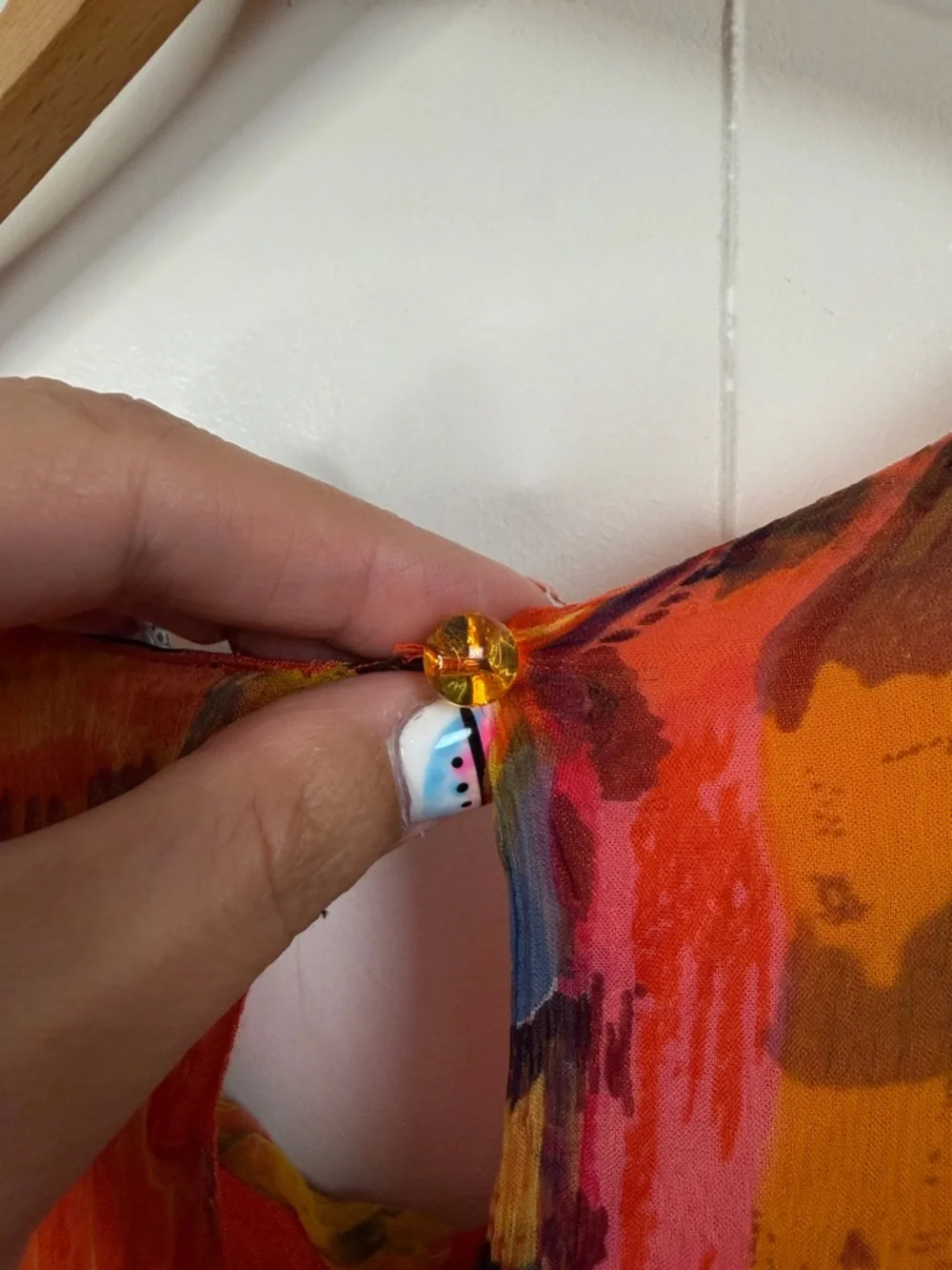 Vintage 90s Grunge Abstract Orange Art Wear Print Mesh Maxi Dress Size Small - Picture 8 of 12